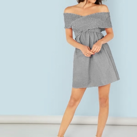 CROSS WRAP BARDOT DRESS - Picture 3 of 5